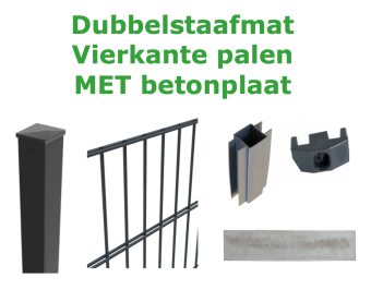 Dubbelstaafmat 8/6/8 pakket - vierkante paal - met betonplaat