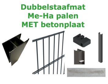 Dubbelstaafmat 6/5/6 pakket - Me-Ha paal - met betonplaat